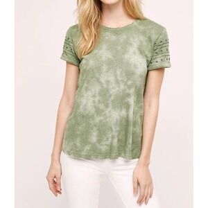 Anthropologie Dayana By Akemi + Kin Womens‎ Embroidered Sleeve Green Top Size M